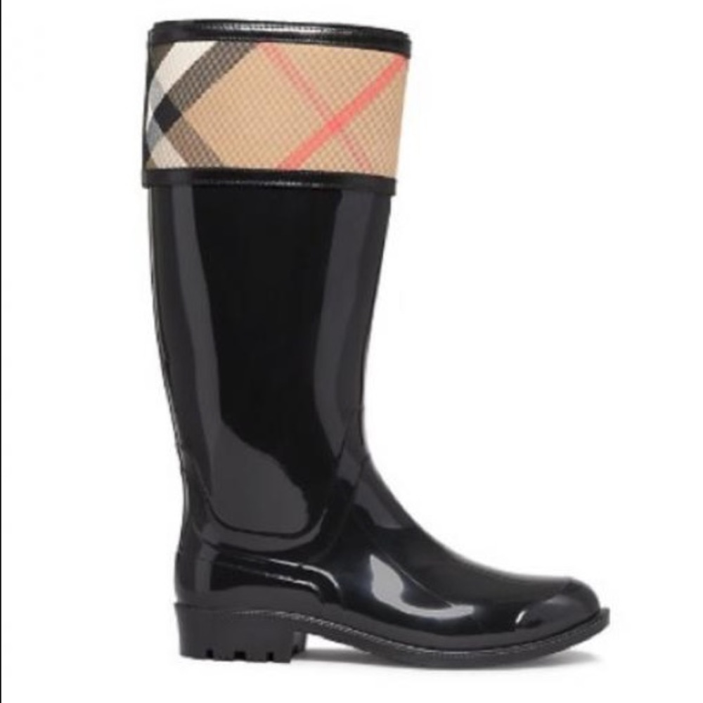 Black Burberry Rain Boots